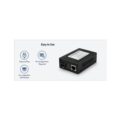 Купить Промышленный гигабитный SFP преобразователь СМИ с двойной постоянной подачей 12-48В, защитой IP40 и температурой работы от -40°C до 85°C online manufacture