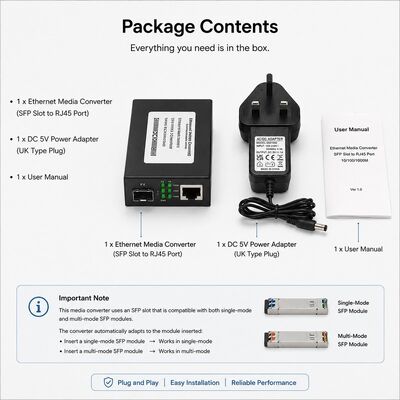 Купить Гигабитный преобразователь SFP для 10/100/1000Base-T и 1000Base-SX с расстоянием передачи 550 м по мультимодному волокну (MMF) OM2/OM3 online manufacture