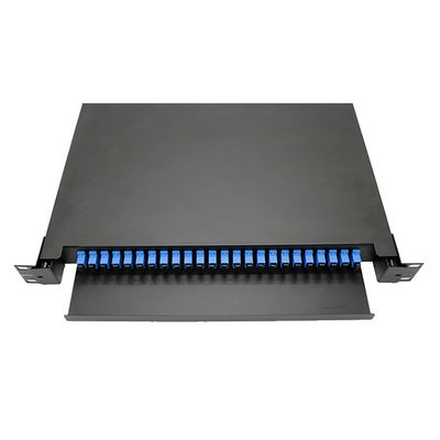 Купить 24 Порт SC тип 1U Rack Mount Fiber Optic Patch Panel с вытягиванием и толчком для управления кабелями online manufacture